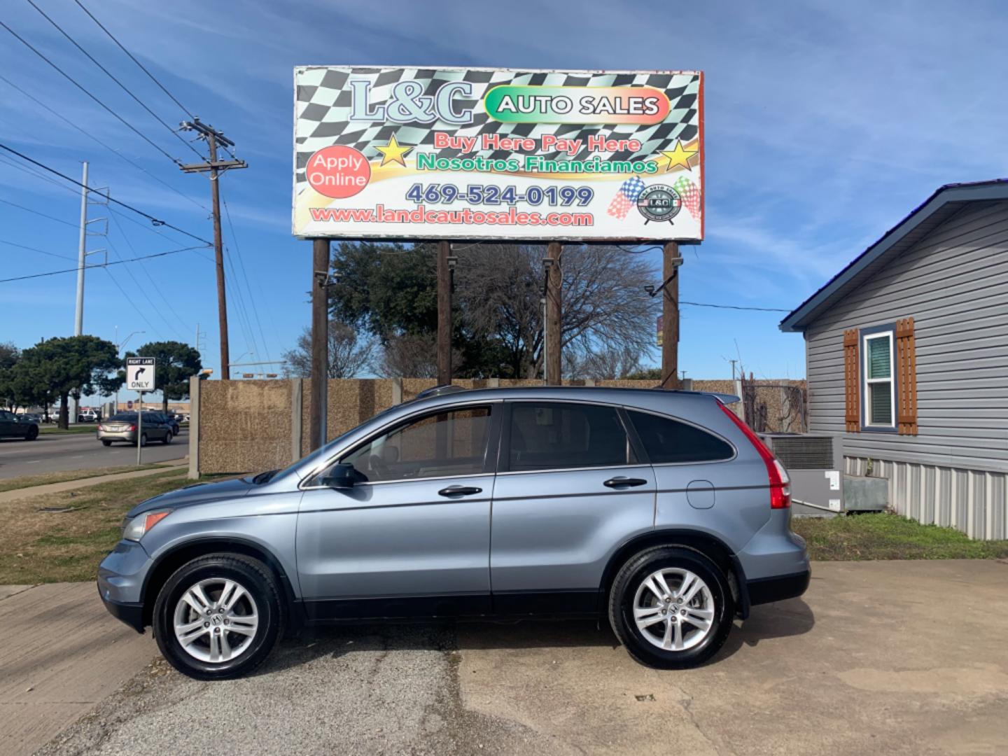 2010 Blue /gray Honda CR-V EX 2WD AT (3CZRE3H58AG) with an 2.4L L4 DOHC 16V engine, Automatic transmission, located at 1830 North Belt Line Road, Irving, TX, 75061, (469) 524-0199, 32.834373, -96.993584 - Photo#0